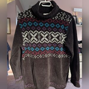 Liz Claiborne Black Multicolor Turtleneck Sweater